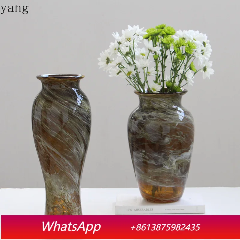 

CX new Chinese glazed retro vase dining table high-end art ornament