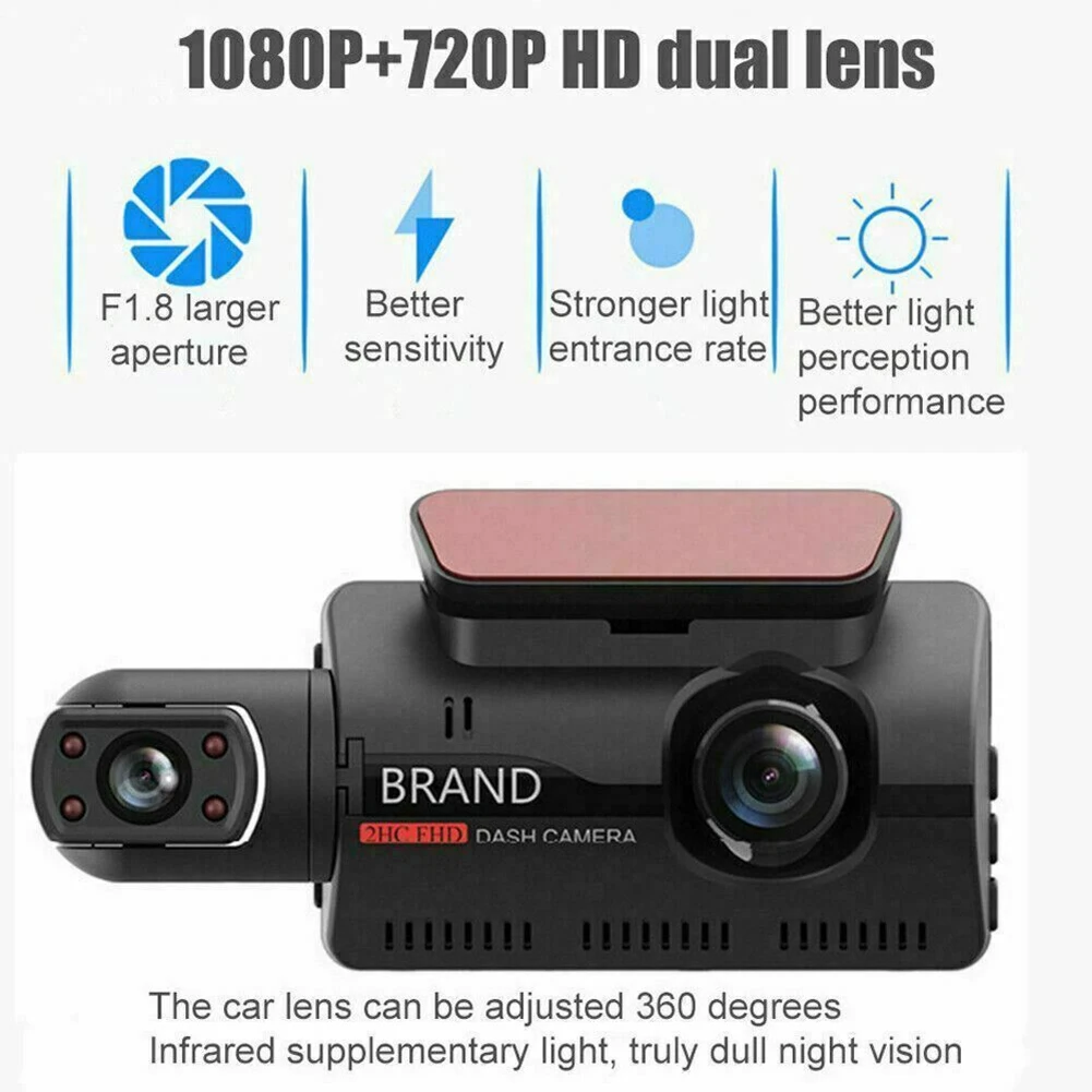 Dual Lens Dash Cam Car DVR Front and Inside Camera Video Driving Recorder Parking Monitor Night Vision G-Sensor