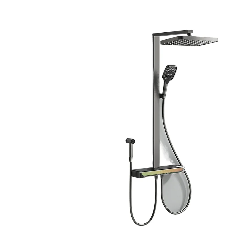 

Crystal Hall Shower Set Square Tube Wall-attached Large Main Body with Hydraulic Intelligent Temperature Digital Display