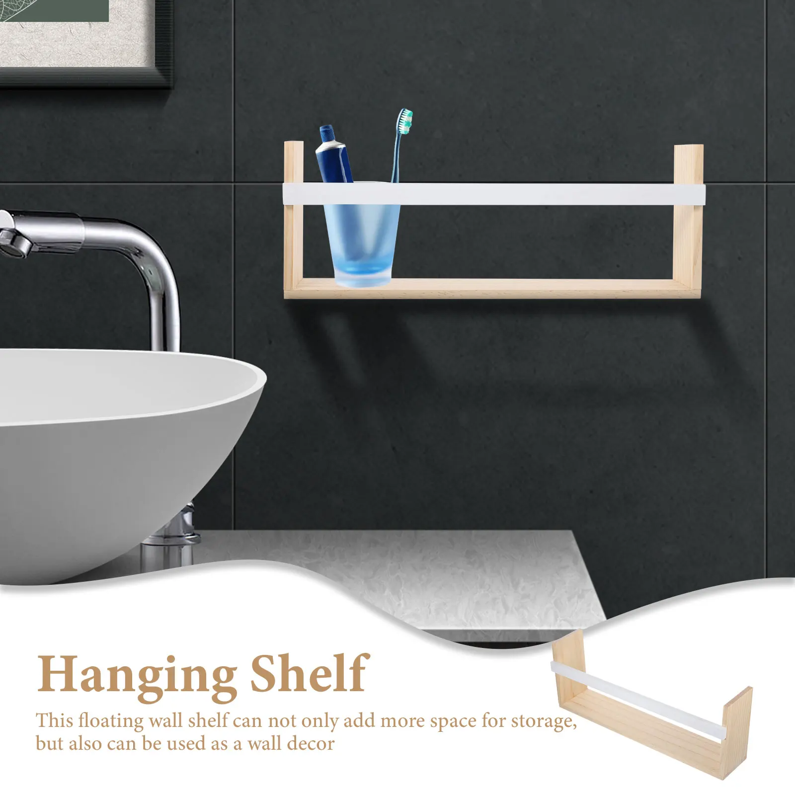 

Wooden Floating Mounted Shelf Bedroom Living Room Storage Rustic Style Wall Shelf Decor Display Picture Frame Organizer