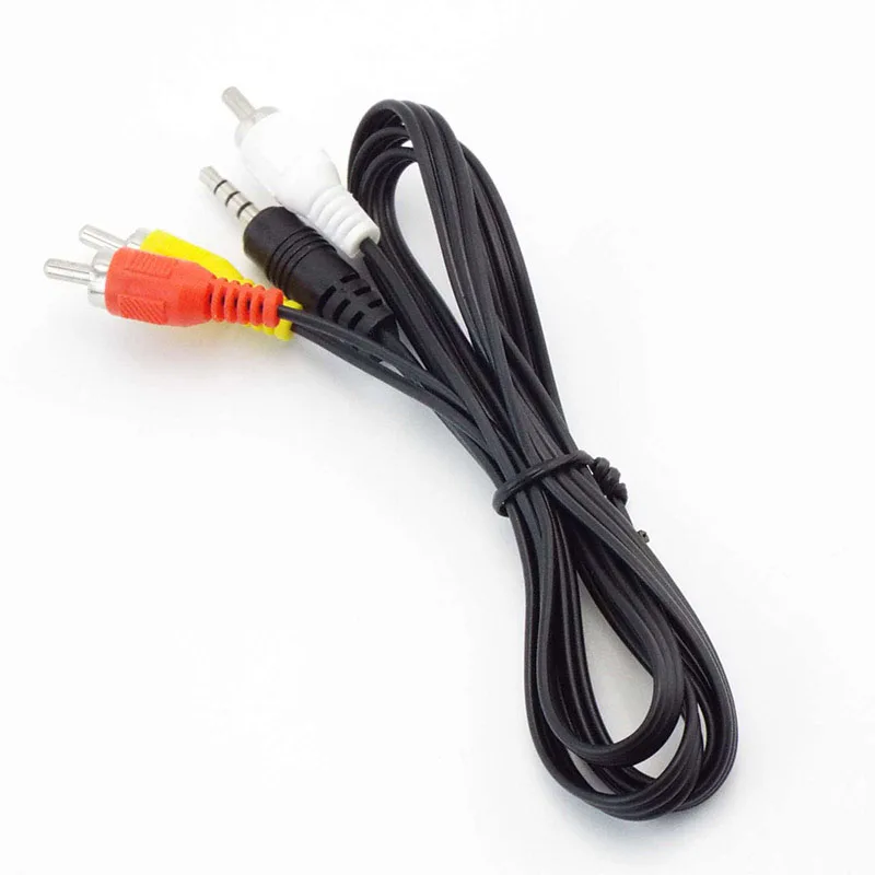 Nowy 3.5mm Jack do 3 RCA męski kabel AV Audio wideo AUX Stereo przewód standardowy konwerter do głośnika TV, pudełko odtwarzacz CD DVD E