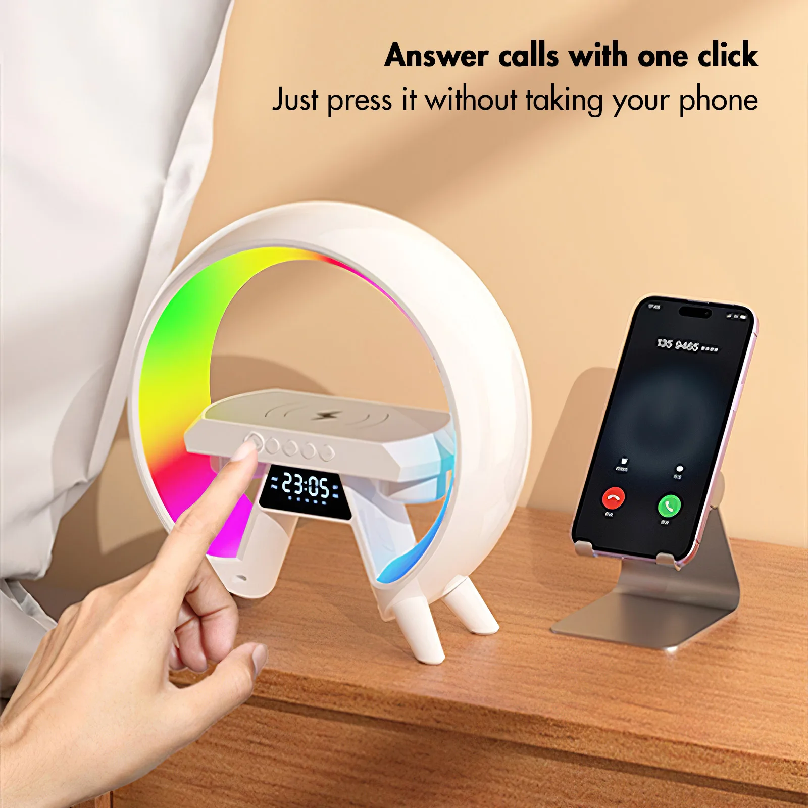 LED Wireless Charger Pad Stand Bluetooth-Compatible Speaker With Atmosphere RGB Night Light 15w Fast Charging Station For IPhone