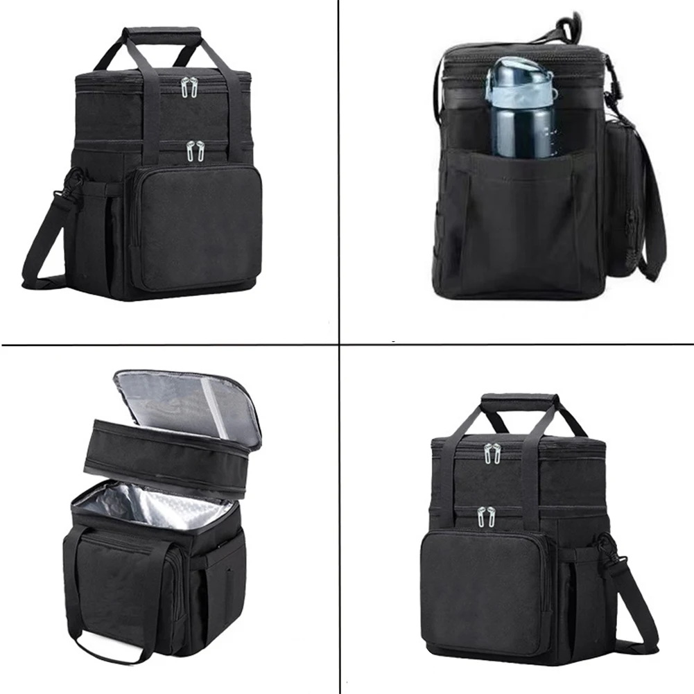 더블 레이어 도시락 가방 대용량 두꺼운 도시락 가방 방수 휴대용 보관 가방 여행 피크닉 캠핑 가방