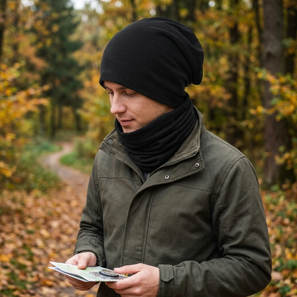 Neck Warmer Hat Soft Cotton Beanie Scarf Warm Thermal Headwear For Autumn Winter Outdoor All-match Activities Travel Collar Cap
