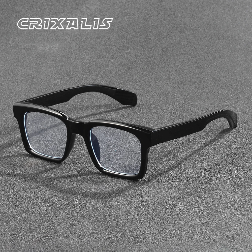CRIXALIS Quadratische Vollrand-Anti-Blaulicht-Brille für Herren, Schwarzer Rahmen, Modische und Trendige Computer- und Handy-Anti-Blend-Brille UV400