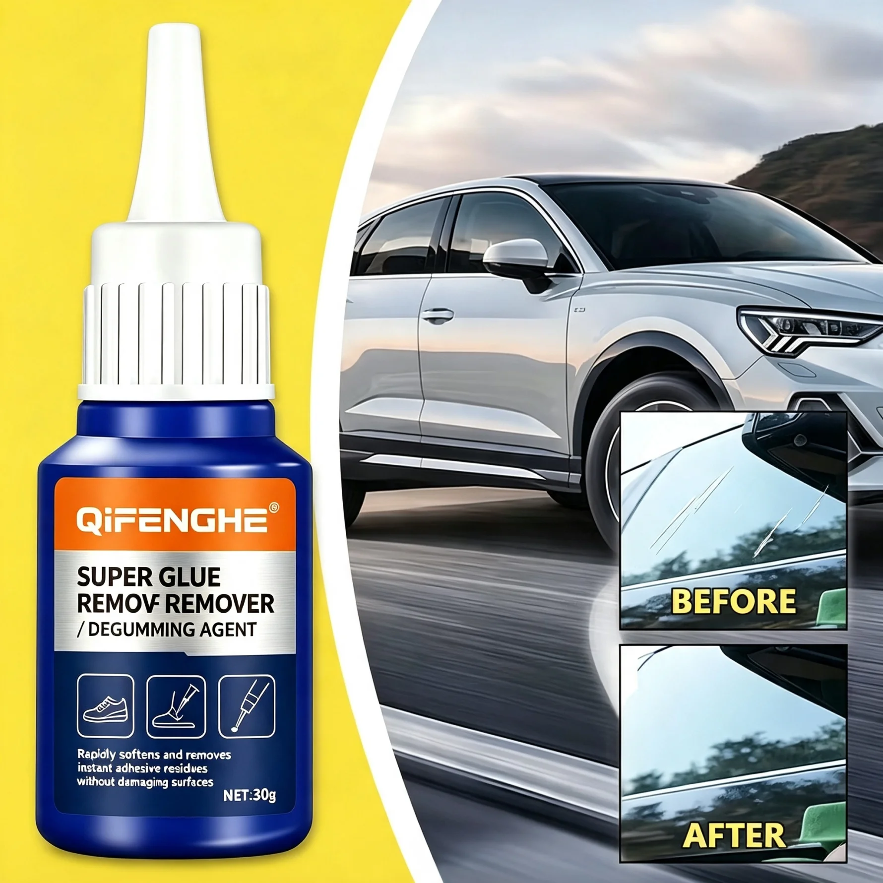 Super Glue Remover, Fast Acting Degumming Agent, Dissolves 502 Instant Glue Residue, Non-Damaging for Metal Plastic Glass Stone