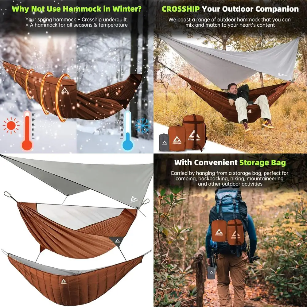 

2 Person Camping Hammock Set with Mosquito Net, Underquilt, and Rain Fly Tarp for Hiking, Backpacking, Travel, Backyard, Beach -