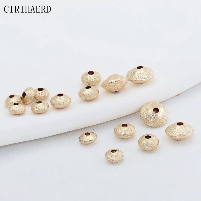 

14K Gold Plated Flat Beads Brass Metal Spacer Bead For Women's Bracelet Necklace Beaded DIY Jewelry Making Supplies Accessories