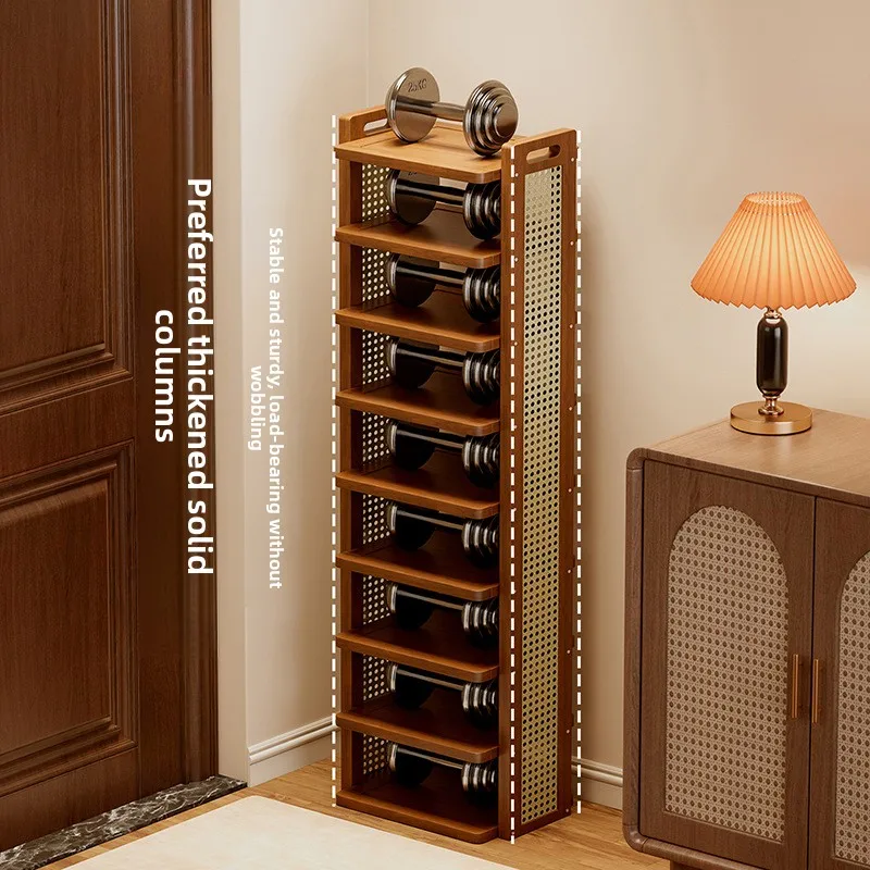 Bamboo Rattan Narrow Shoe Rack, Home Multi-Layer Shoe Cabinet, Shoe Organizer, Balcony Storage Unit, Storage Cabinet