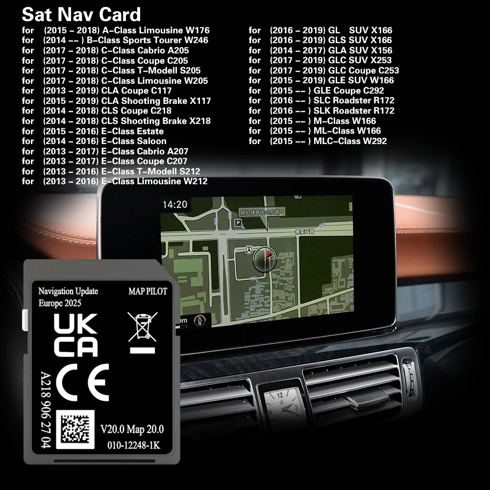 ติดตั้งสําหรับ Mercedes CLS จาก 2014 GPS ฝาครอบเยอรมนีสเปนแผนที่ Sat Nav SD การ์ดหน่วยความจํา