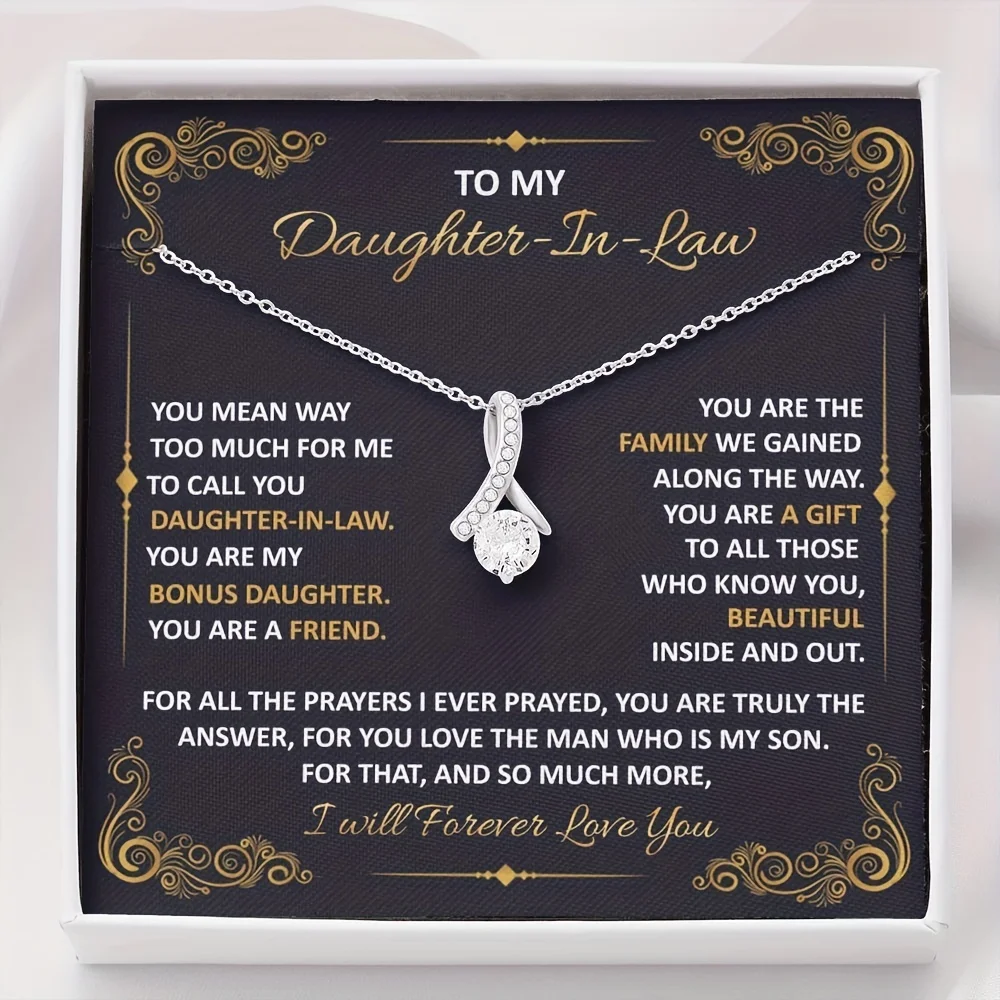 

Exquisite Zircon Pendant Necklace Stainless Steel Decorative Accessories Holiday Gift For Daughter With Card Gift Box