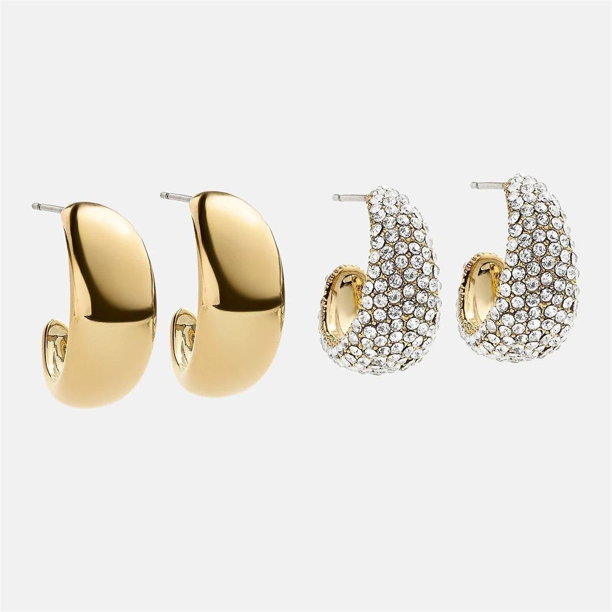 

Irregular white zircon earrings INS design trendy and exquisite gold stainless steel gold-plated color retention