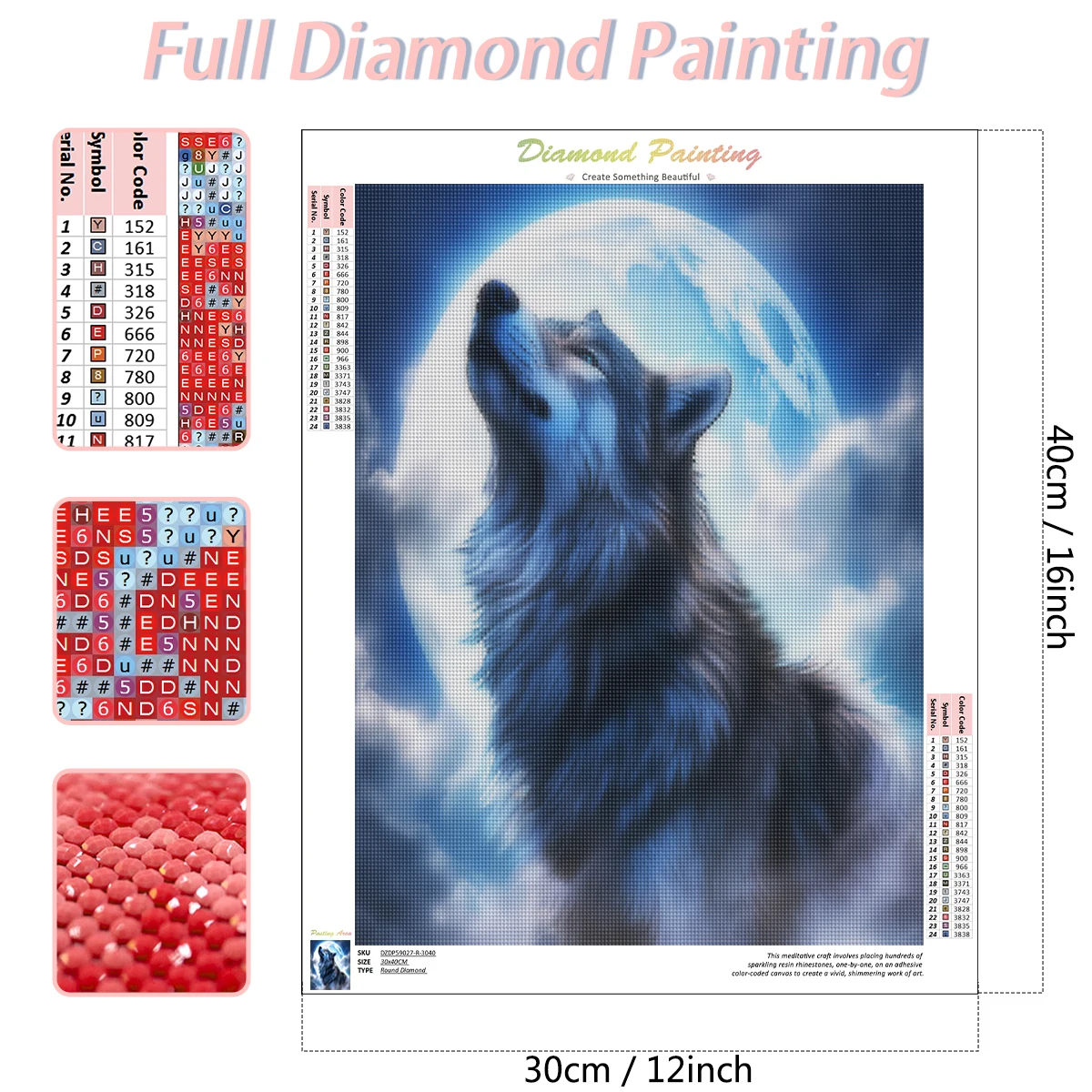 RUOPOTY Diamond Painting Wolf Pattern Full Square/Round Drills Photo 5D Kit Cross Stitch Art DIY Mosaic Gift Embroidery Home Dec