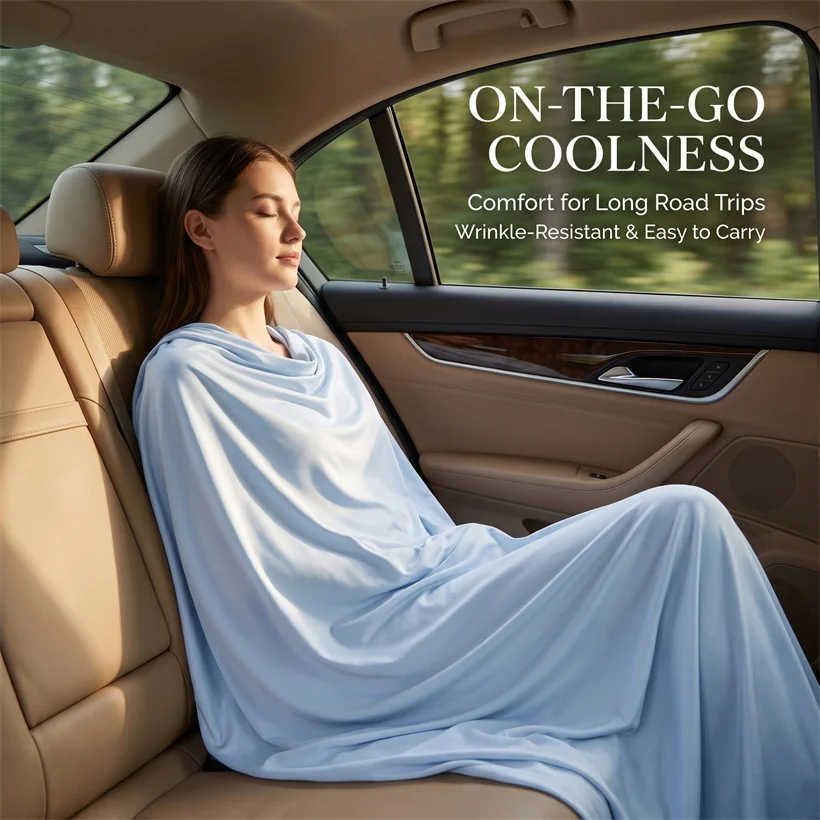 Ice Silk Cooling Throw Blanket Lightweight Breathable Summer Cold Blanket Solid Single Layer Blanket for Couch Bed Office Nap