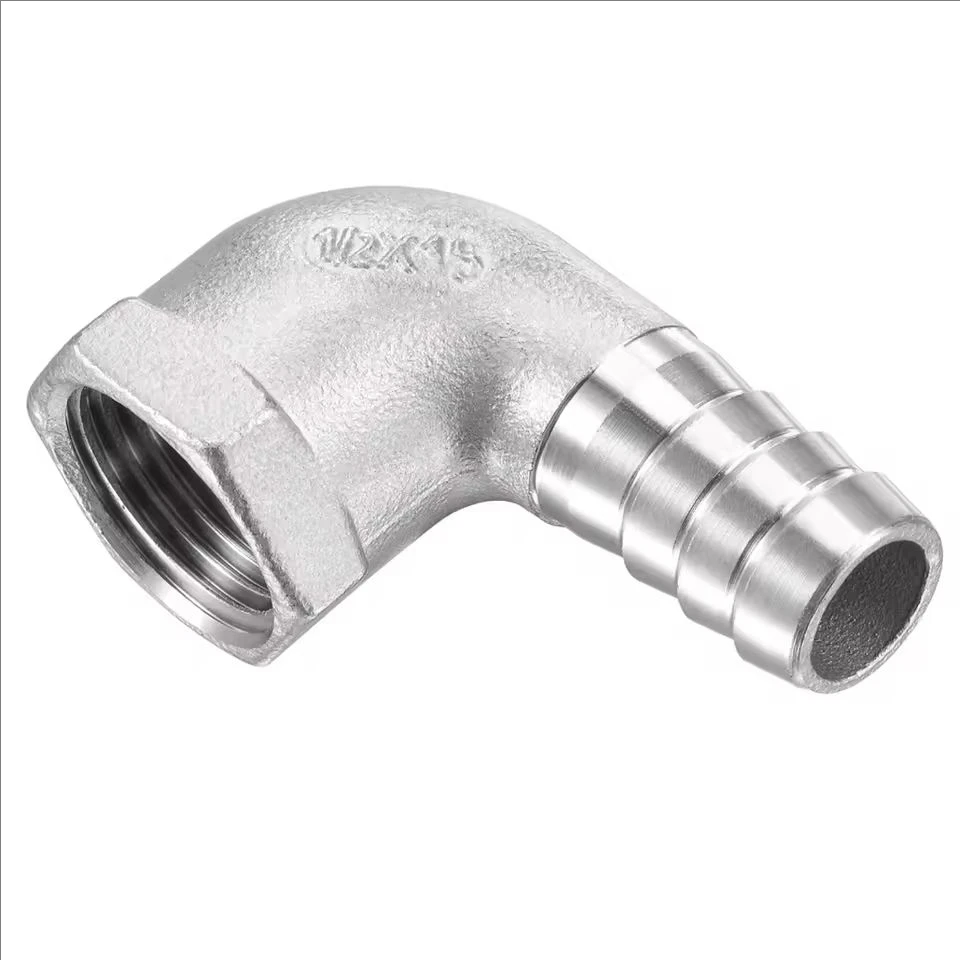 Female thread elbow right angle water pipe leather hose joint barbed joint 304 stainless steel fittings 1/4 1/2 (6 8 10 12 15 20