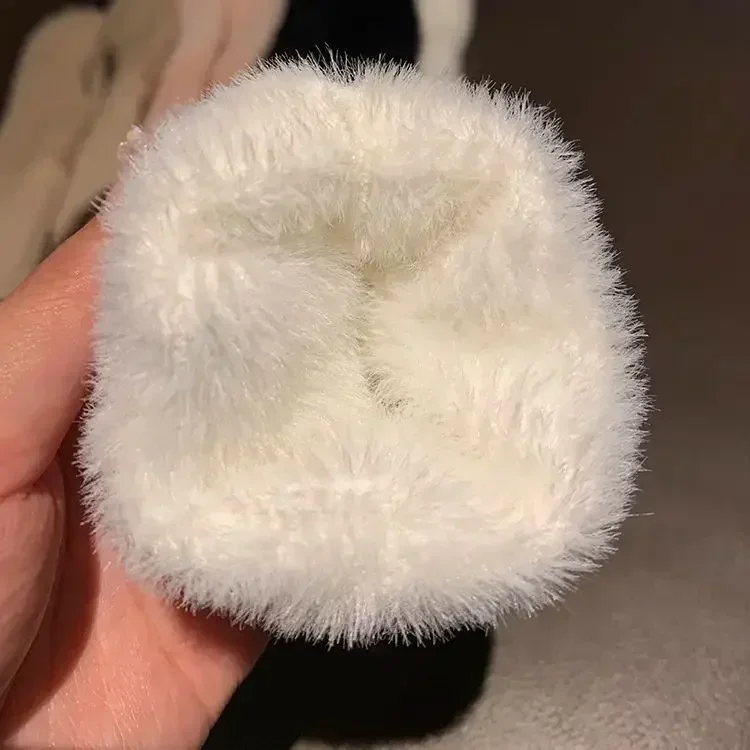 1 Pair Plush Patchwork Half Finger Gloves Stylish Elegant Splicing Knit for Autumn Winter with Coldproof Elastic Wrist Cover