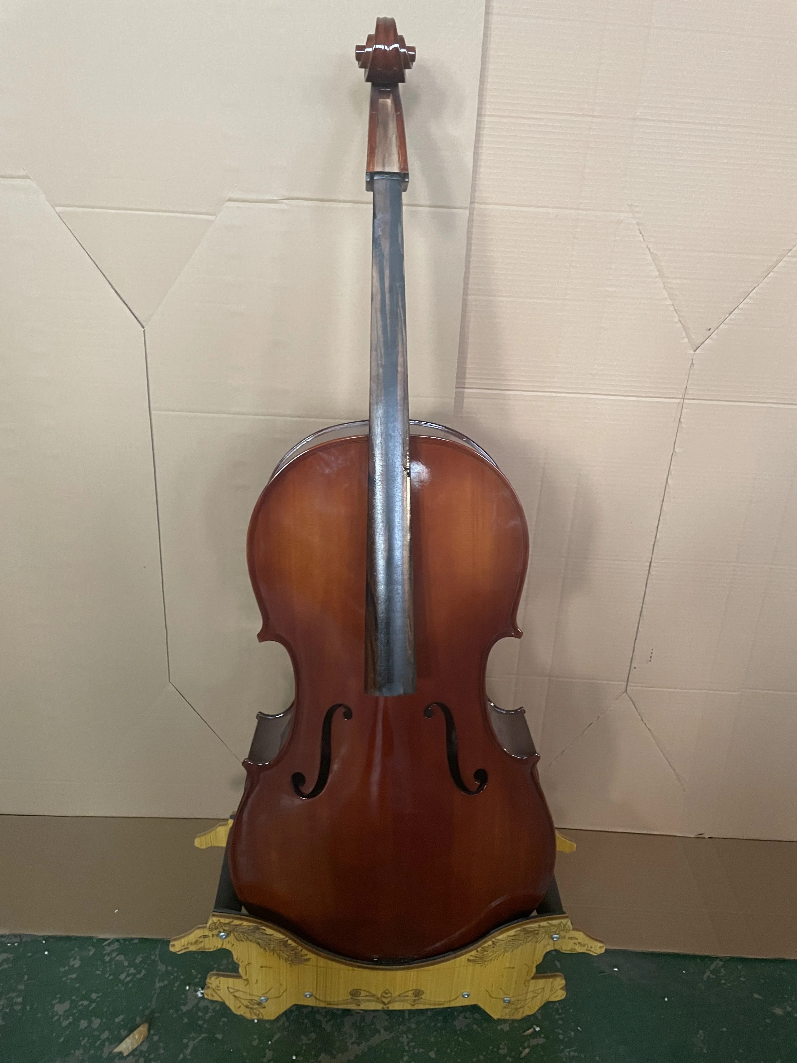 Finished solid wood cello, maple body, ebony fingerboard, tiger backboard, high quality, 1 piece