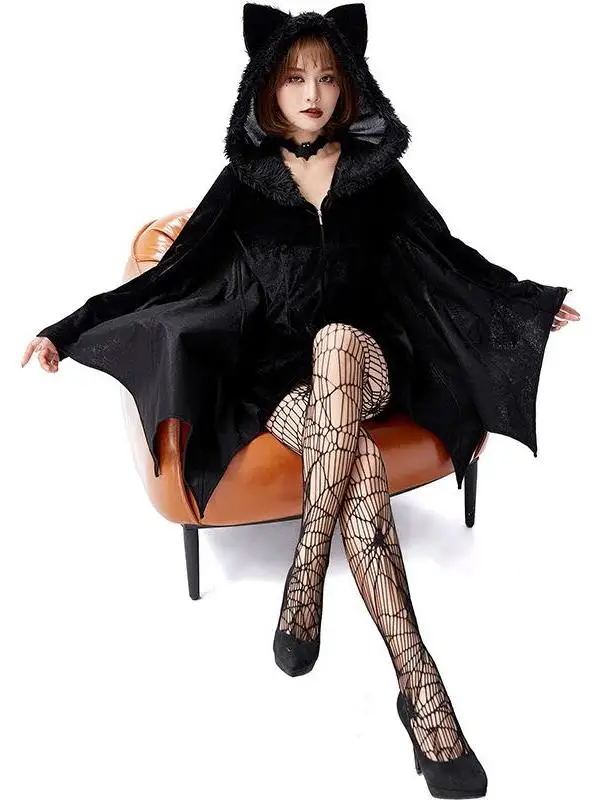 Disfraz de murciélago de Halloween, máscara de ojos de encaje, cubierta facial, traje de Cosplay para mujer, traje tradicional chino puesta en escena