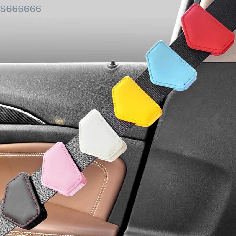 

Colorful Car Seat Belt Clips Mini Magnetic Safety Belts Limiter Universal PU Leather Fixed Clip Car Accessories Interior 50x75mm