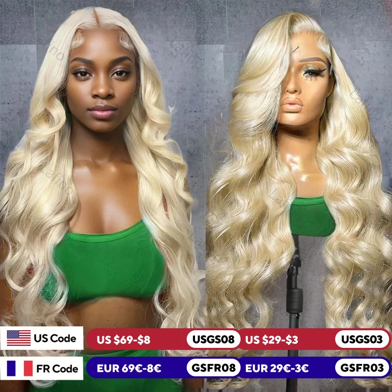 613 Rubio 100% onda del cuerpo brasileño completo HD transparente 13x6 pelucas de cabello humano Frontal de encaje 30 40 pulgadas 13x4 prearrancado para mujeres