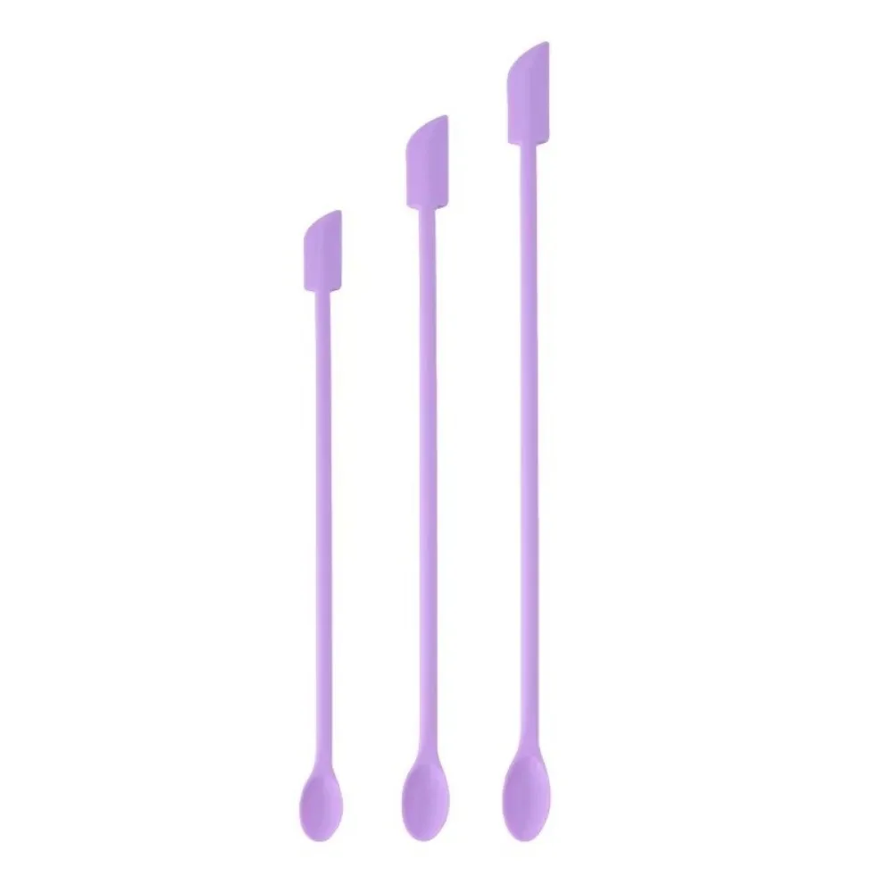 3pcs Portable Mini Silicone Scraper Double-head Soft Face Mask Brush Lengthened Jam Scraping Spoons Makeup Brushes Set