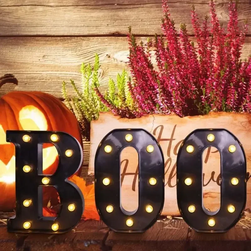 

Halloween Party Glowing Letter Sign Lights Place Letter Lights Light Up Letters Boo Sign Outdoor Home Illuminated Letter Light