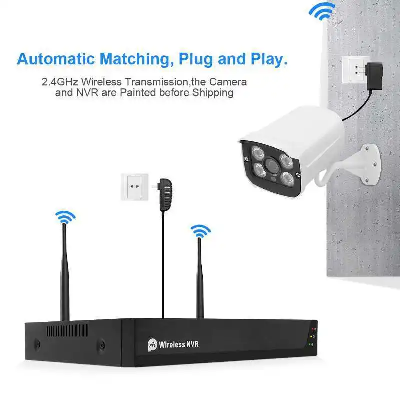 CCTV Wifi Camera Home Security HD 1080P 4CH Wireless Security Camera System H.265+ Tuya Smart Life App Plug and Play