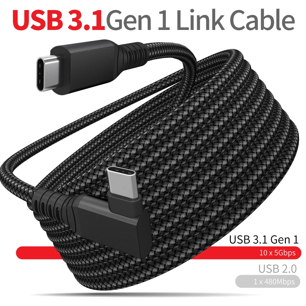 

Кабель-переходник 10 футов для Quest 2 и Quest PC VR, USB 3 на Type-C, длинный кабель для быстрой зарядки 3А и передачи данных 5 Гбит/с для VR-гарнитуры