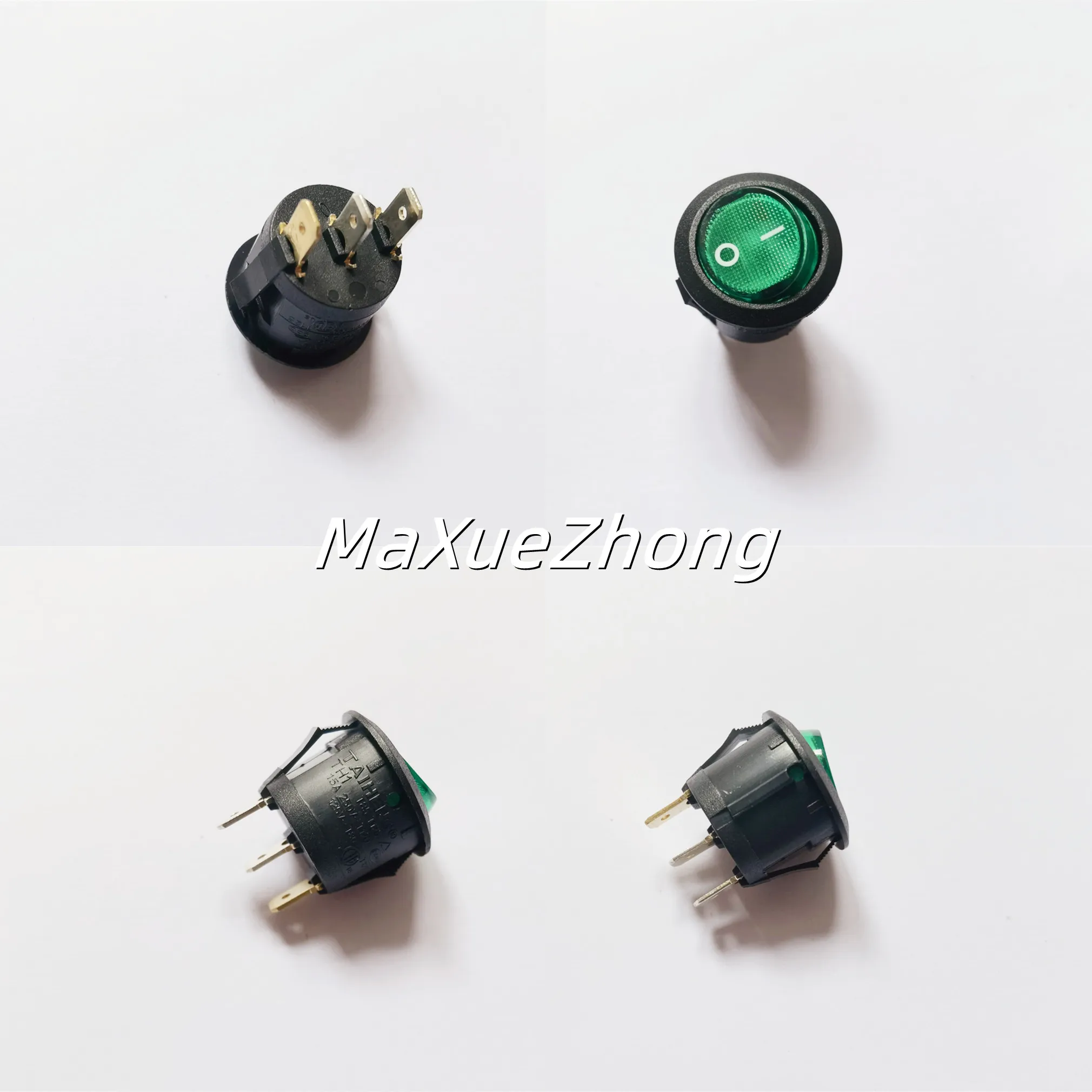 Original new 100% round light switch TH1 T85/55 15A 250VAC rocker switch 3pin red green button