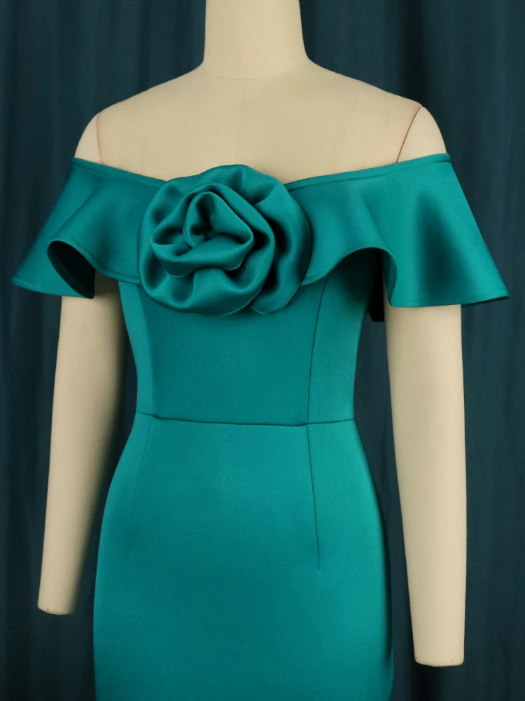 Women Sexy Bodycon Dresses Party Off Shoulder Ruffles Event Celebrate Elegant Female Package Hips Vestidos Summer African Gowns