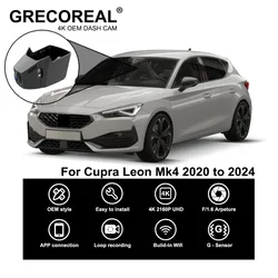 GRECOREAL 4K Car Dash Cam Front and Rear 2160P WiFi Car Dual Dashcam APP Control Plug Play Compatible with Seat Cupra Leon MK4