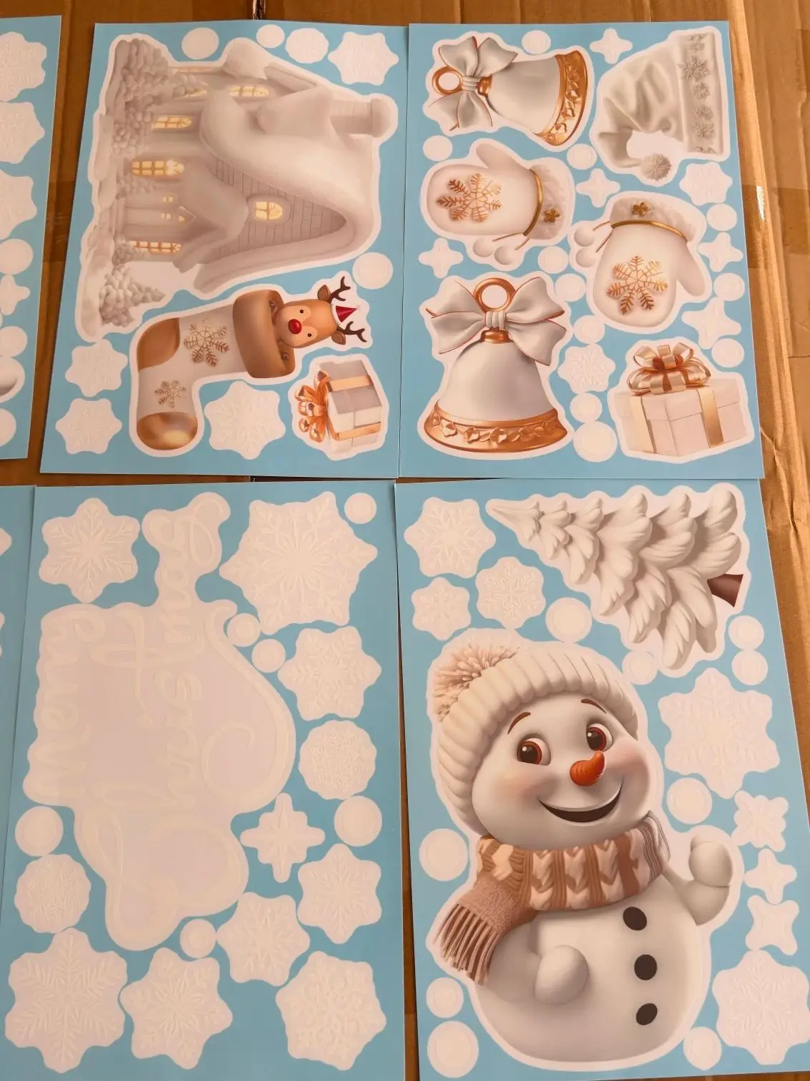 Christmas Window Stickers Blue Snowman Santa Decorative Films Reusable Snowflake Elk Ornaments Merry 2026 Happy New Year 2026