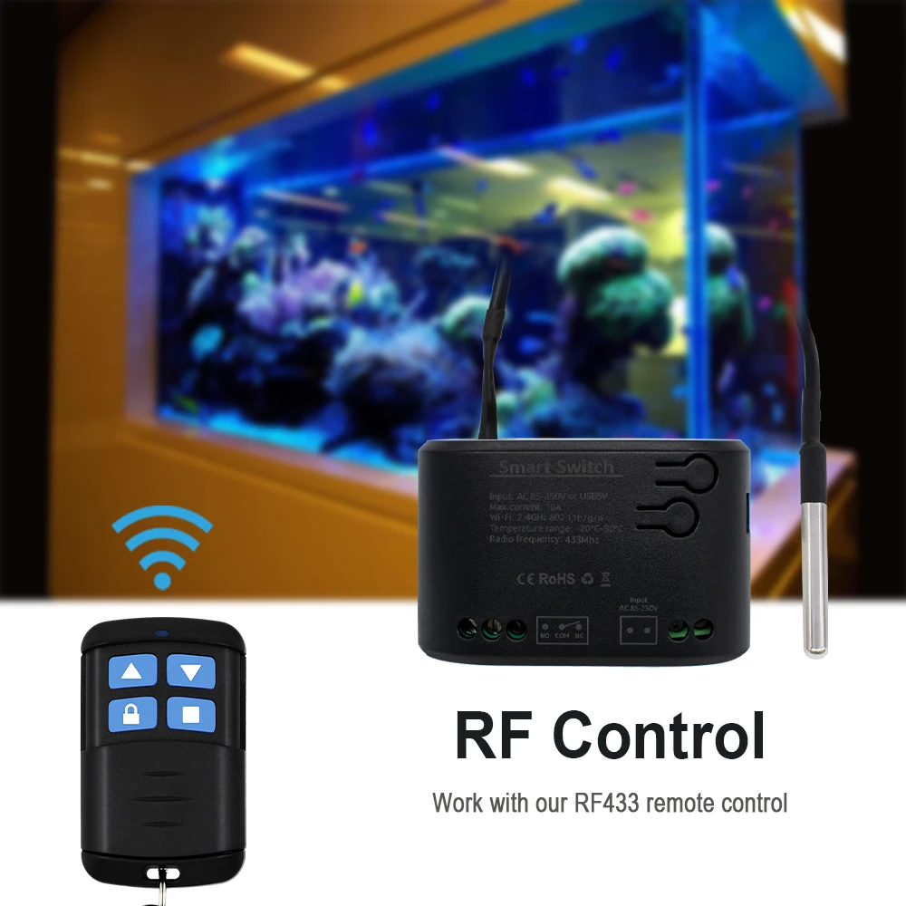 AC DC 7-32V 85-250V Tuya Smart  Switch With Temperature Sensor Passive Dry Contact Timer Relay Work With Home Assistant