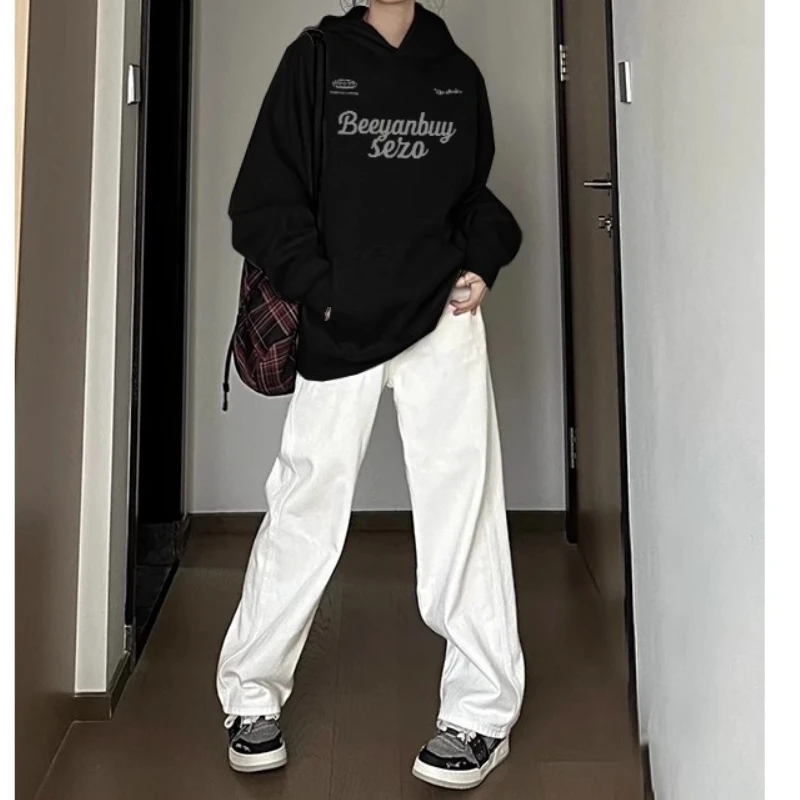 

Autumn 2024 Men's plus Size 300 Pou Hoodie American Retro Long Sve Print Jaet Loose Fit Youth Trend Regular Thin