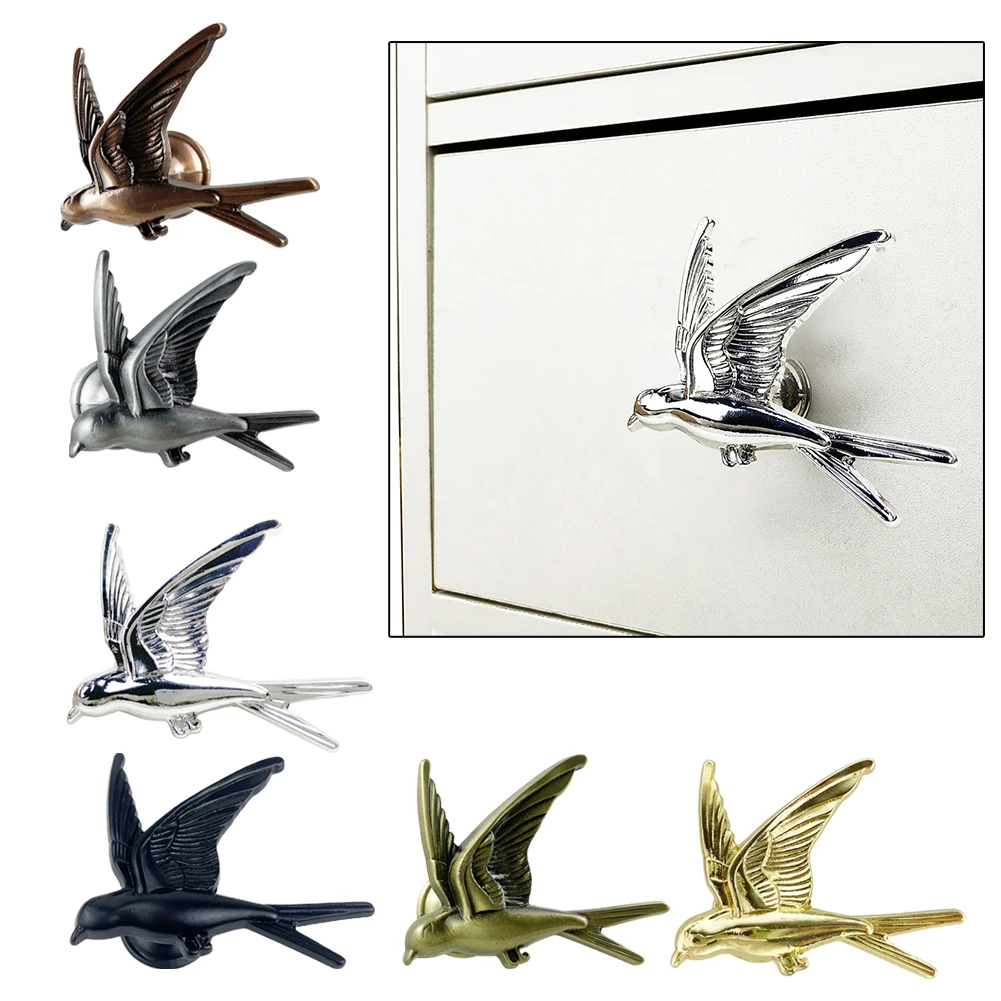 Bird Shape Furniture Handle Antique Gold Silver Handles For Cabinets  Cupboard Drawers Zinc Alloy Drawer Wardrobe Pulls Handle