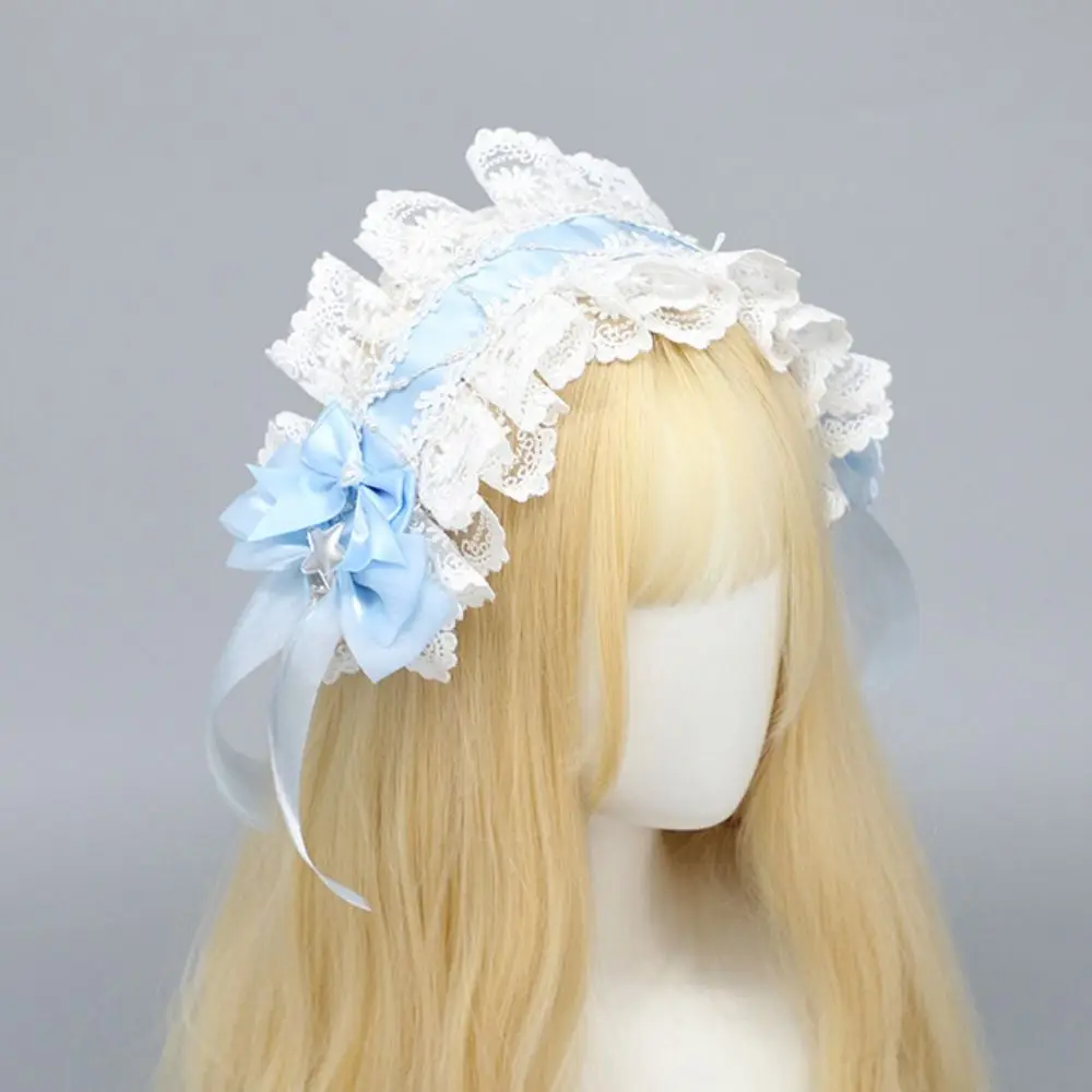 

Cute Sweet Lolita Lace Headband Ribbon Bow Jk Ruffled Hairband Hair Accessories Kawaii Anime Maid Cosplay Headdress Party