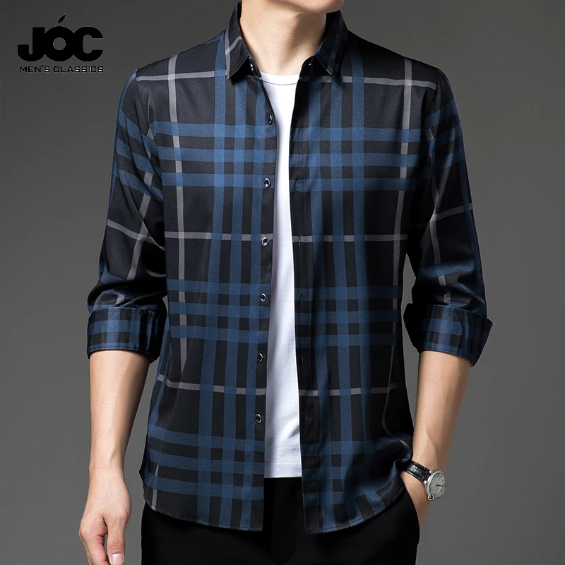 New Men's Casual Plaid Long Sleeved Collar Shirt Stylish and Comfortable in Summer Wrinkle Resistant Top Without Ironing