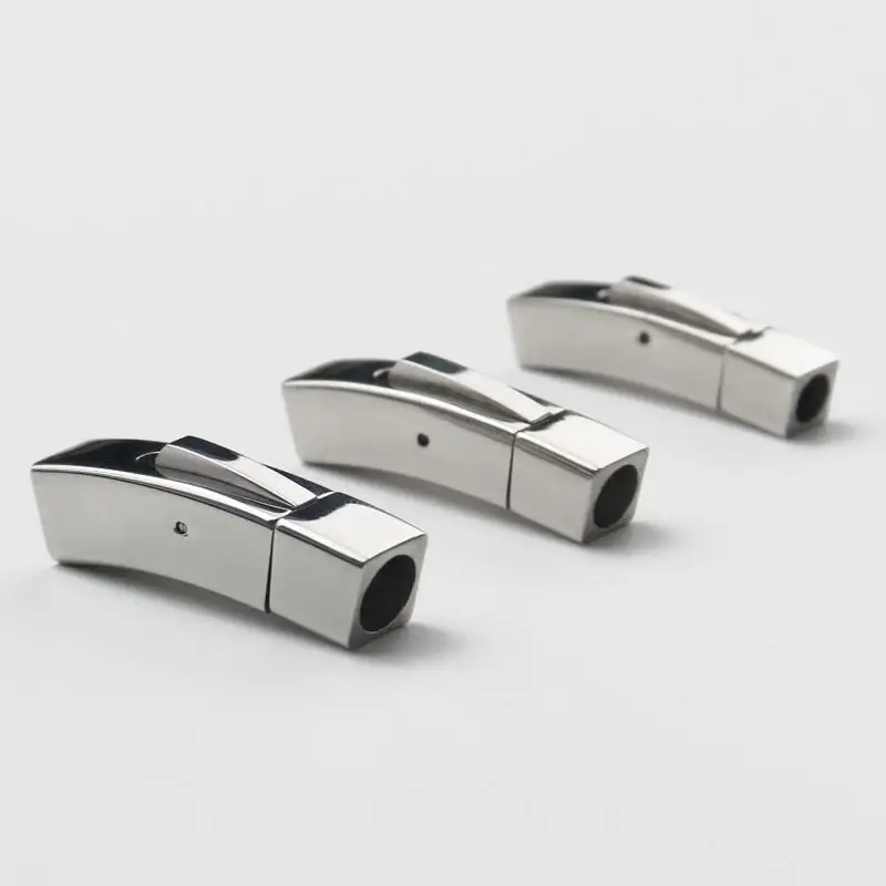 Stainless Steel Bayonet Clasp 4mm 5mm 6mm Hole Push Lock DIY Leather Bracelet Snap Clasps Jewelry Making Supplies