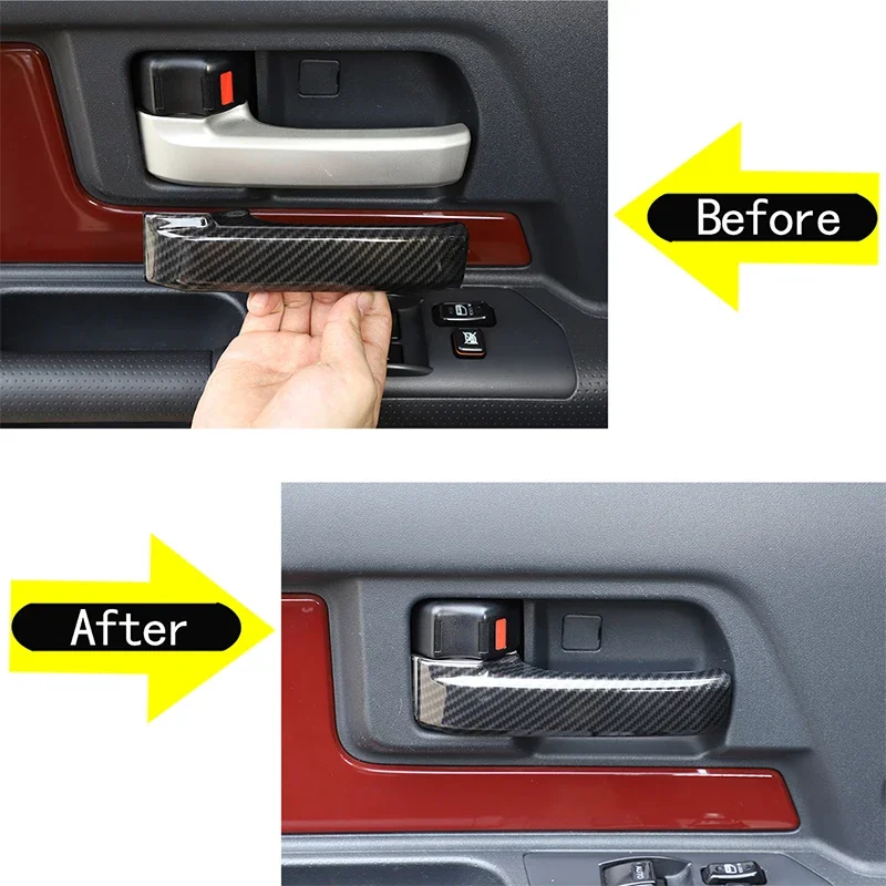 2Pcs for Toyota FJ Cruiser 2007-2021 ABS Carbon Fiber Car Inner Door Handle Trim Pull Grab Panel Handle Cover