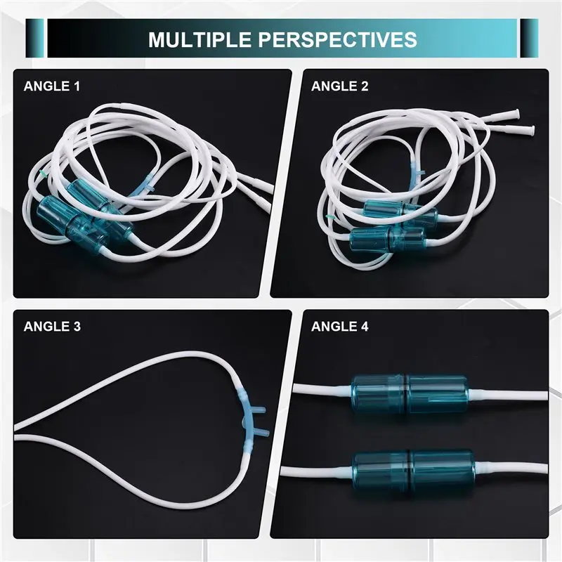Tube d'aspiration d'hydrogène à double tête en silicone efficace avec réservoir d'eau - Double embout nasal pour machine d'aspiration d'hydrogène