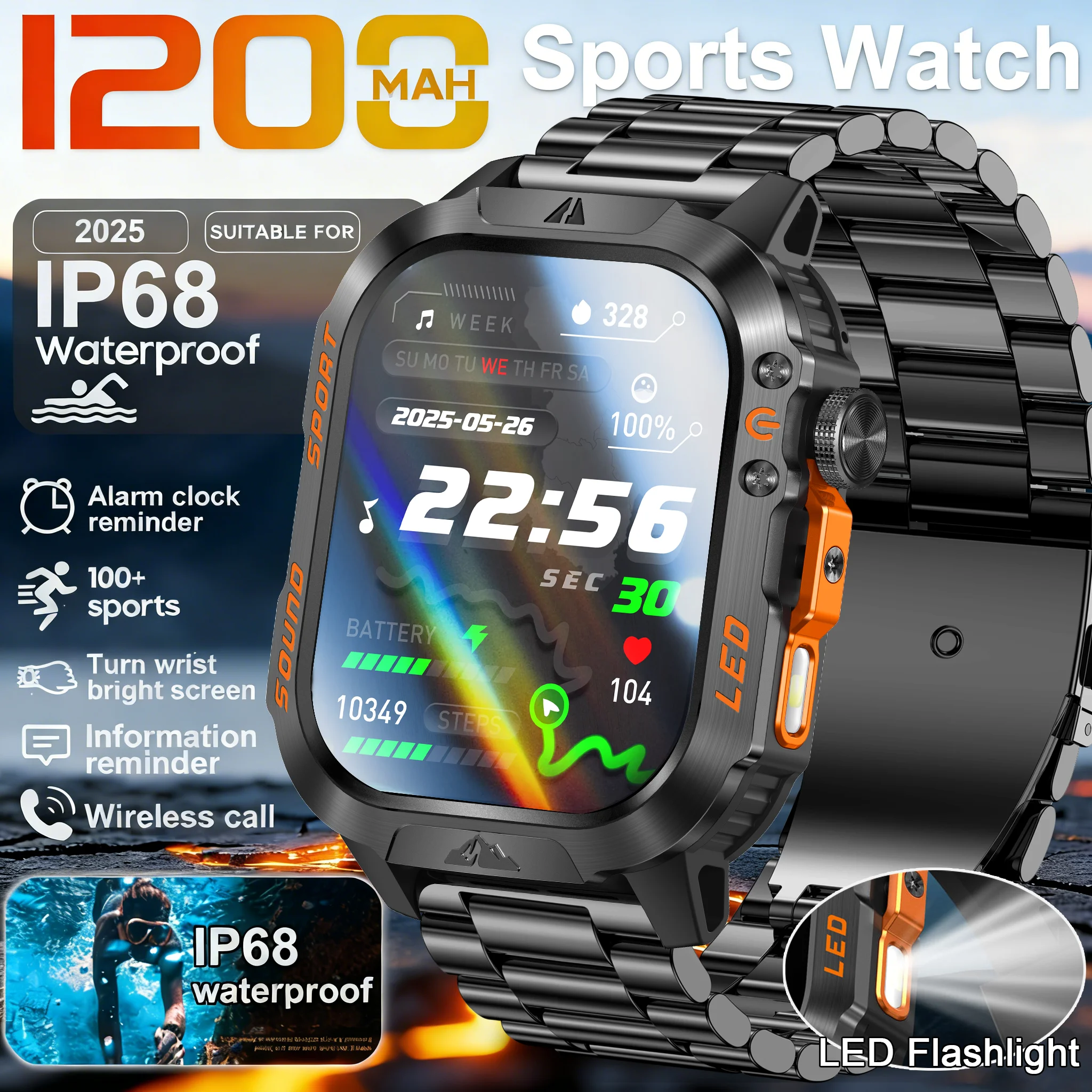 

New T-Rex3 Ultra 1200mAh Battery Smart Watch GPS Track Compass IP69K Waterproof Sports tracker Outdoors Military Smartwatches