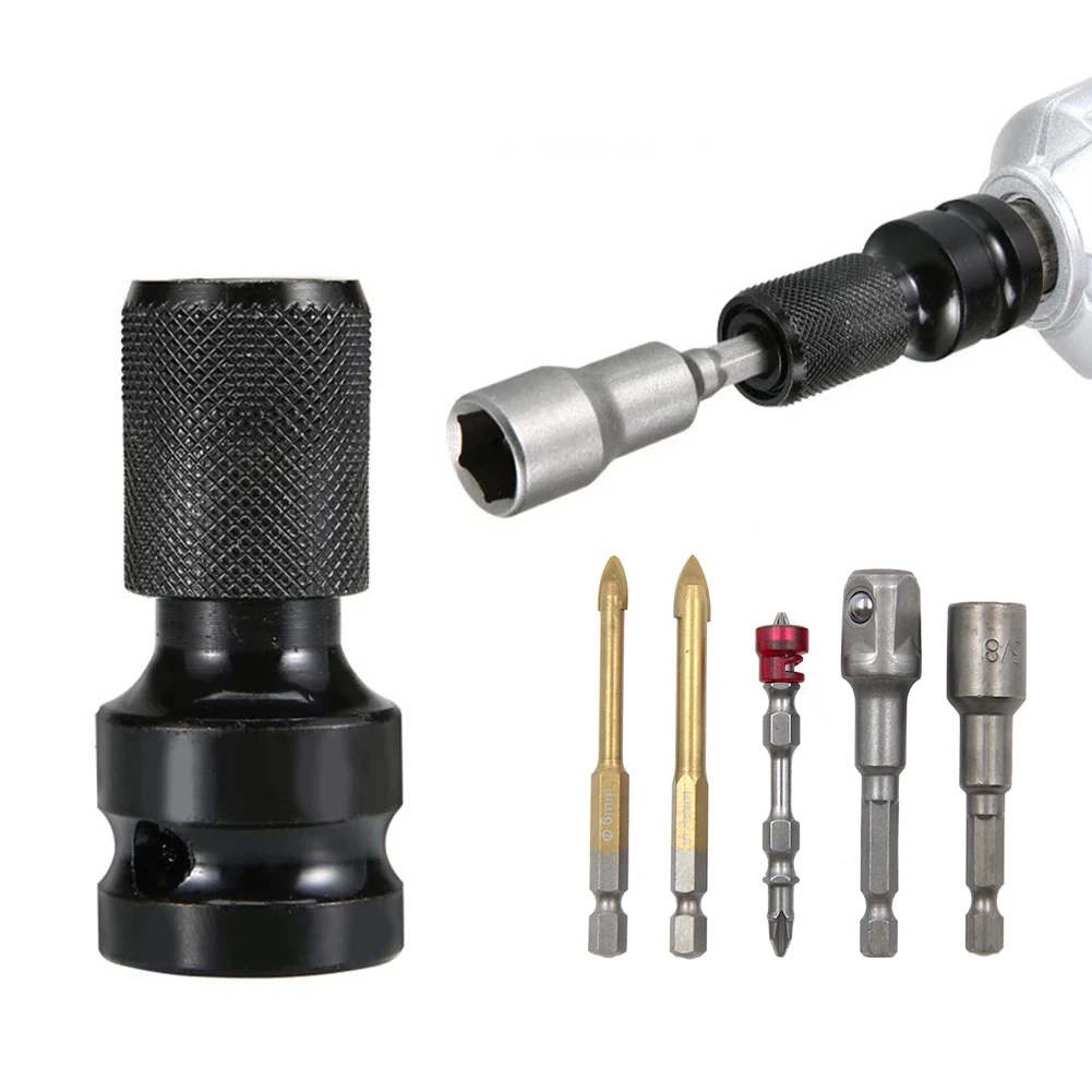 1/2 square handle air cannon to internal hexagon 1/4 hexagon handle electric wrench telescopic conversion head socket power tool