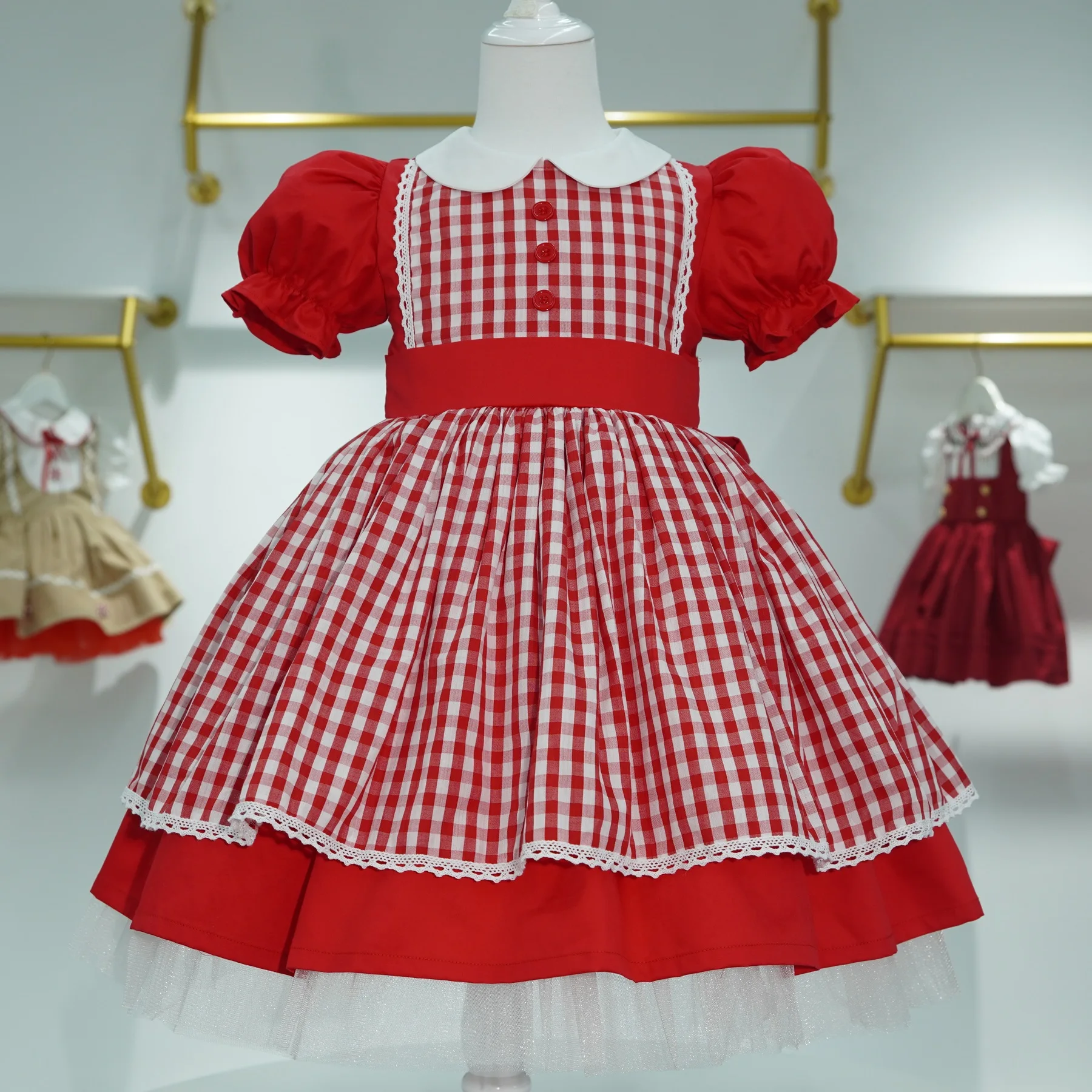 0-12Y Baby Girl Summer Little Riding Hood Turkish Vintage Lolita Princess Dress for Christmas Birthday Holiday Casual Eid C109