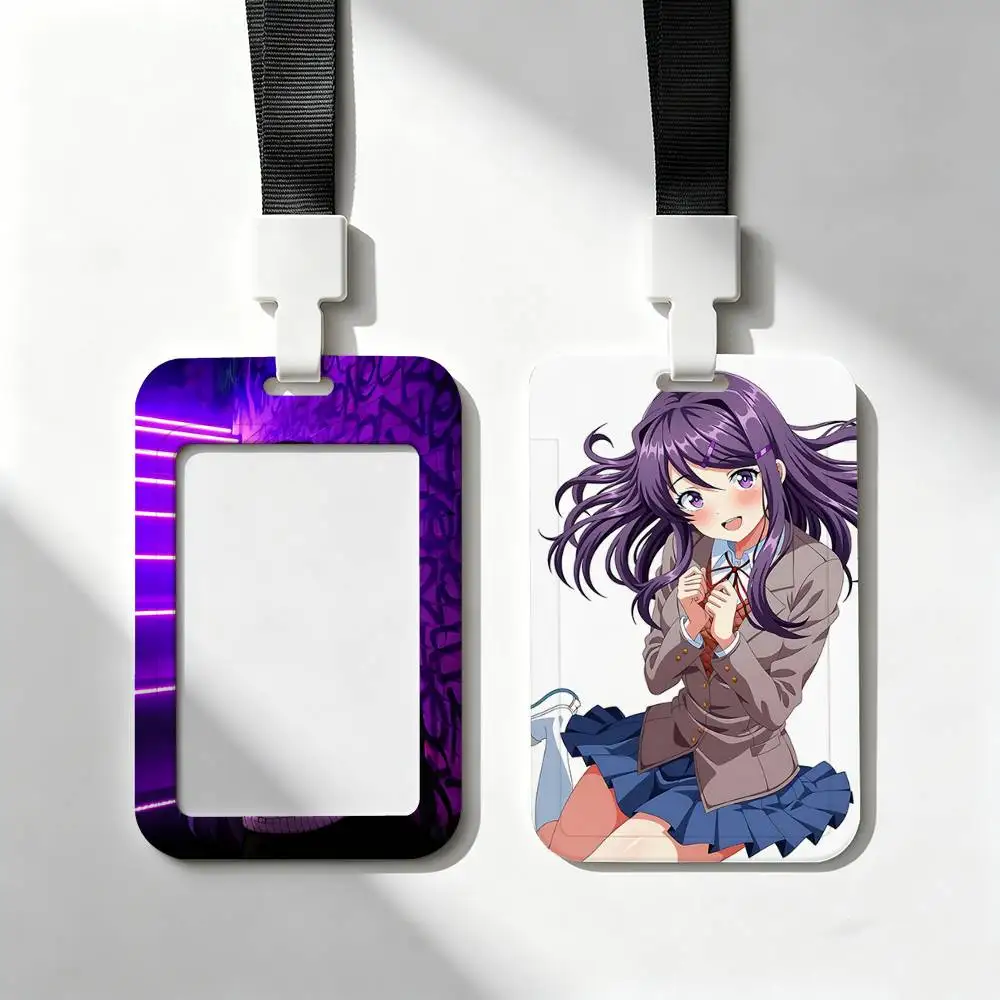 Kawaii Y-Yuri DDLC Card Holder Neck Strap Pendant Door Badge Holder Lanyards Keychain Work Credential Case Gift