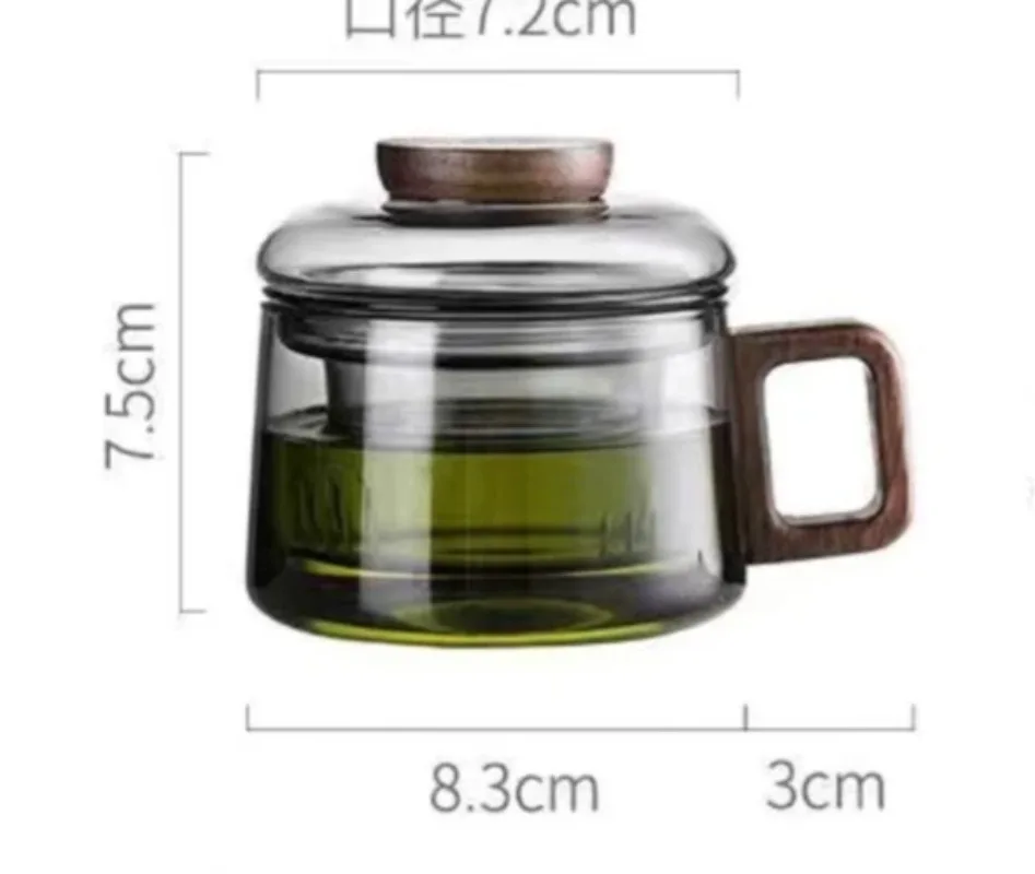 1 قطعة كوب شاي زجاجي مقاوم للحرارة مع مصفاة قابلة للفصل مانعة للتسرب للاستخدام في المكتب والمنزل كوب ماء خالي من مادة BPA #5