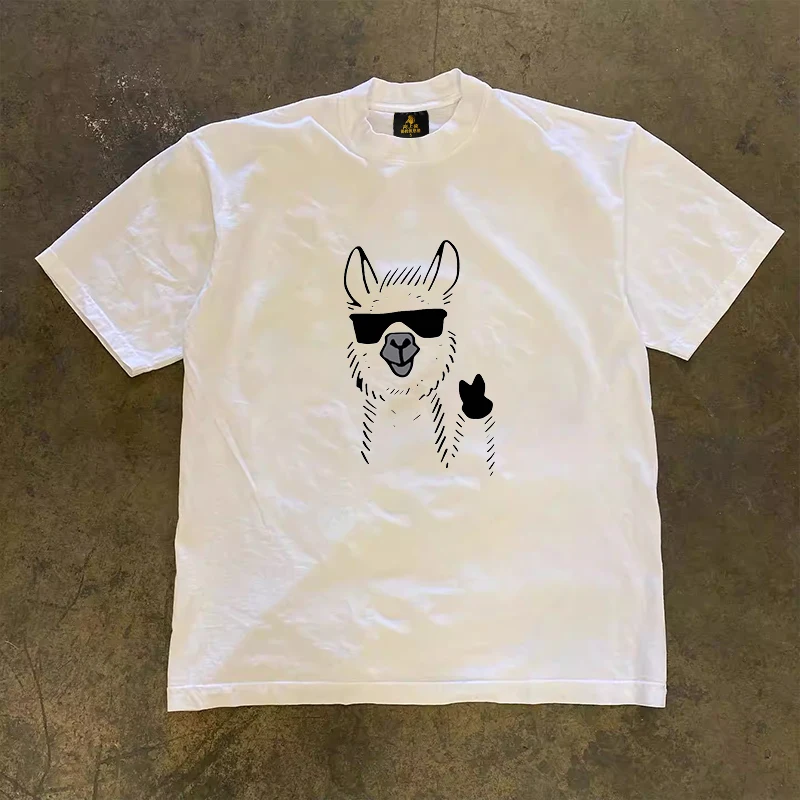 Loose Fit Cotton T-Shirt Unisex Short Sleeve Double Thread UPUPXIA Hero Print Sweat Absorbent round Neck Casual Summer Top