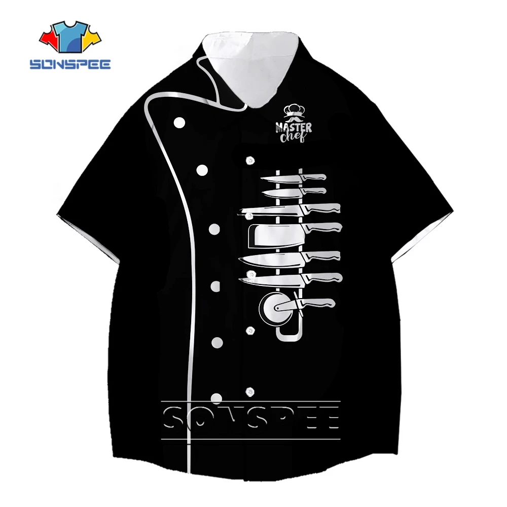 SONSPEE Custom Name Master Chef 3D Printing Hawaiian Shirt Hip Hop New Knives Serial Shirts Trend Oversized Tops for Men