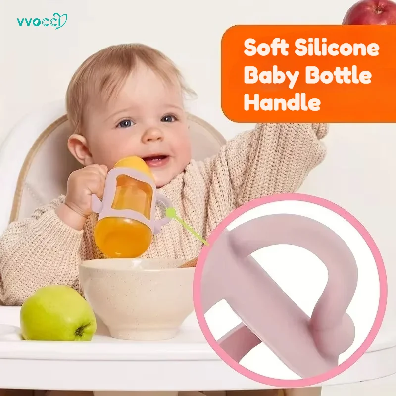 vvocci Soft Silicone Baby Bottle Handle - BPA Free Easy Grip for Narrow Neck Bottles, Universal Fit Most Brands