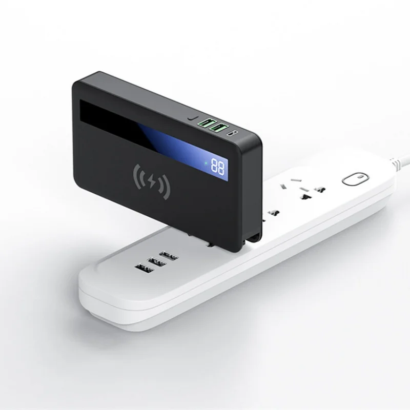 

20000mAh Wall Charger Power Bank Wireless Portable Charger for iPhone Xiaomi Samsung with AC Plug Cable Powerbank Spare Battery