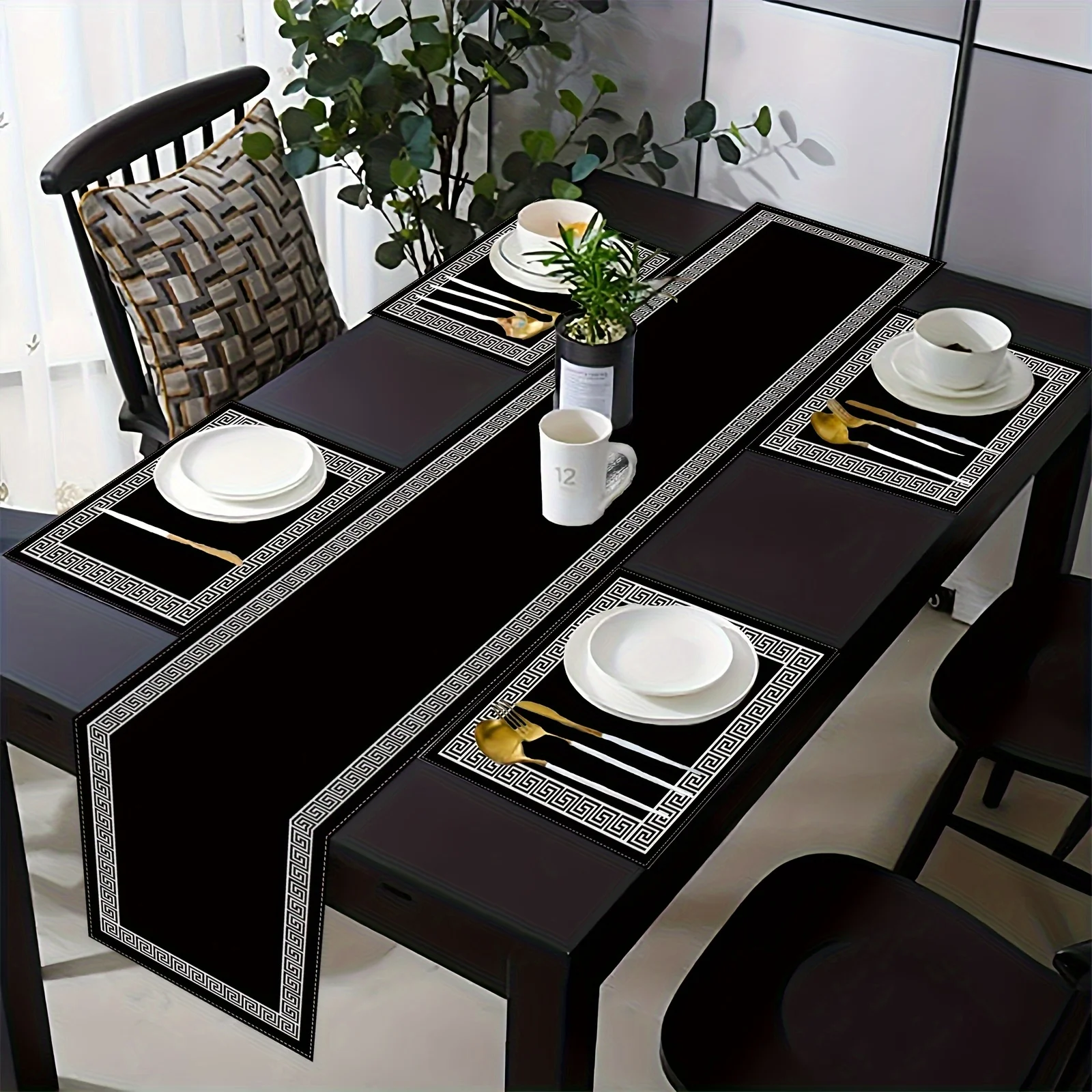 Fotografia 6: Vikama 5/7pc luxo geométrico placemat mesa bandeira conjunto restaurante café decoração high-end banquete arranjo